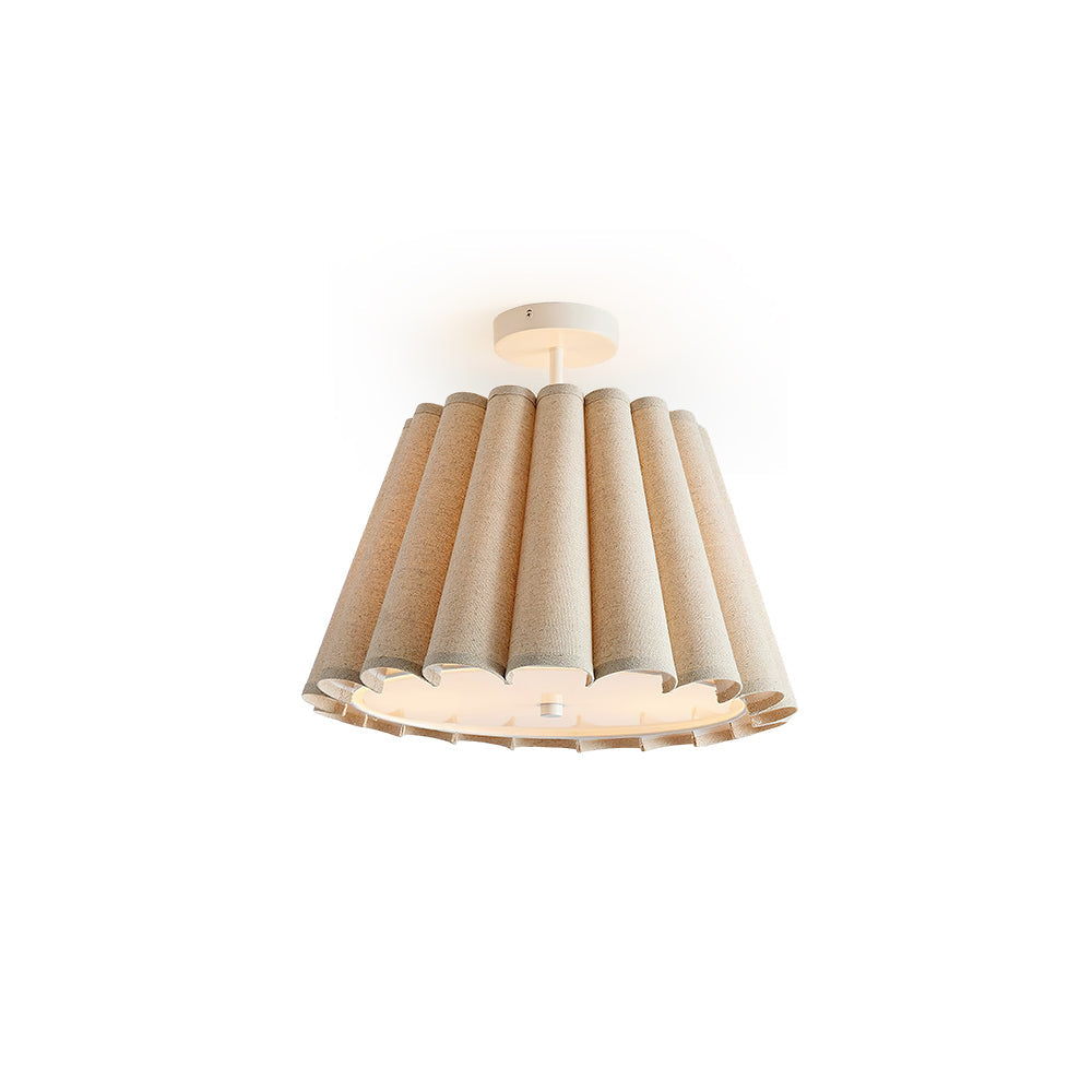 Colette Scalloped Flush Mount in a linen finish against a plain background.