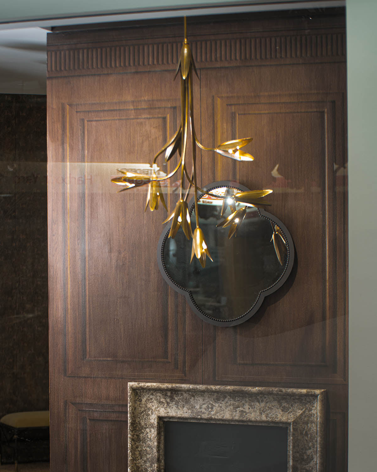 Detailed shot of the solid brass construction and sinuous vines.