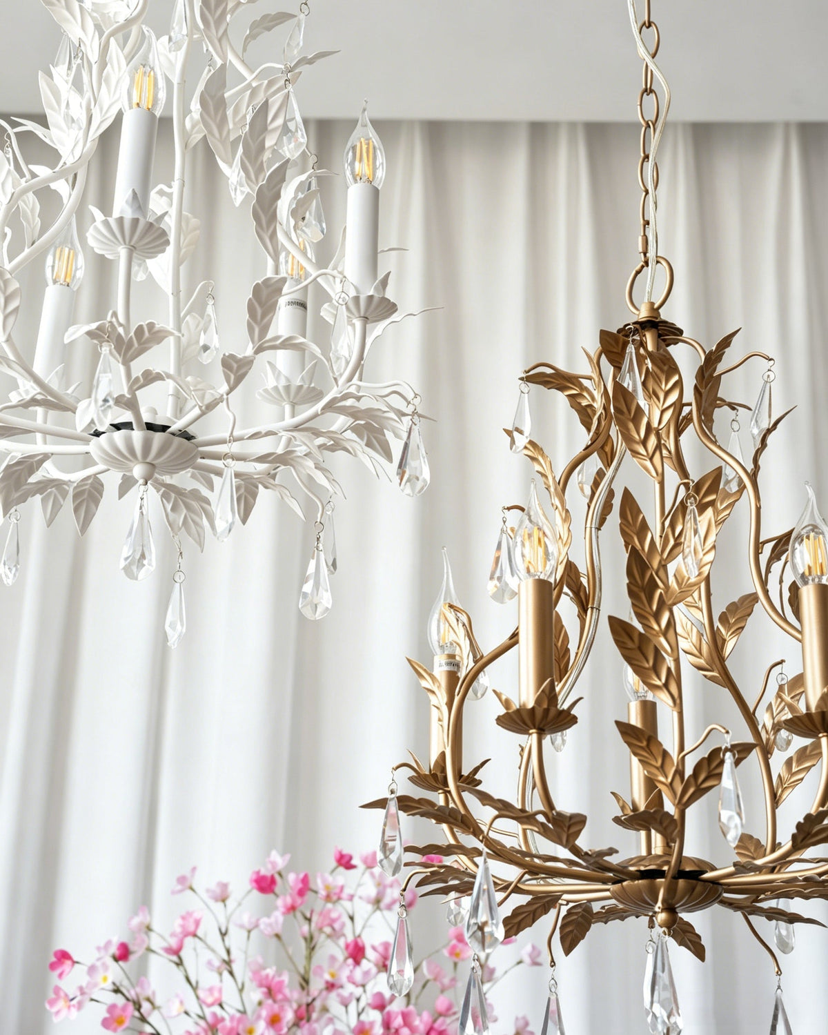 Full view of the Evie Chandelier against a neutral background.