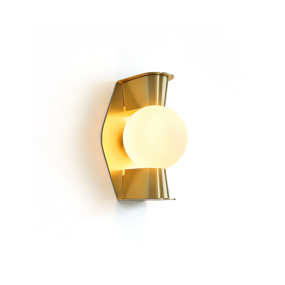 Gale Globe Wall Sconce in gold finish against a neutral wall.