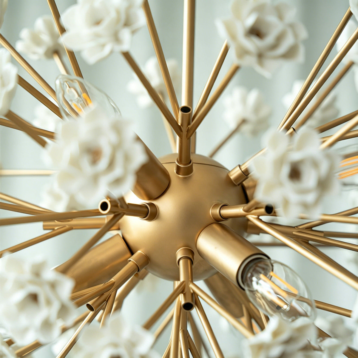 Side view of the Gillian Botanical Sputnik Chandelier against a plain background.