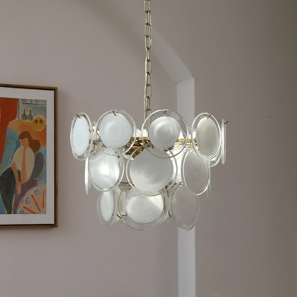 Gropius pendant light in a large entryway.