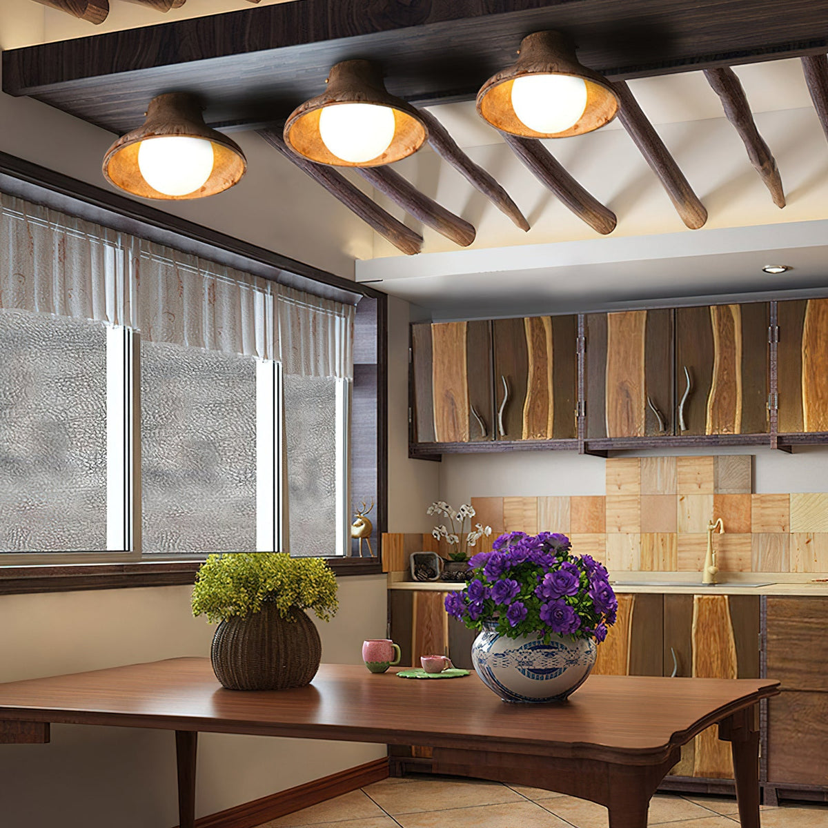 Angled view of the Hollis Fluted Flush Mount against a neutral wall.