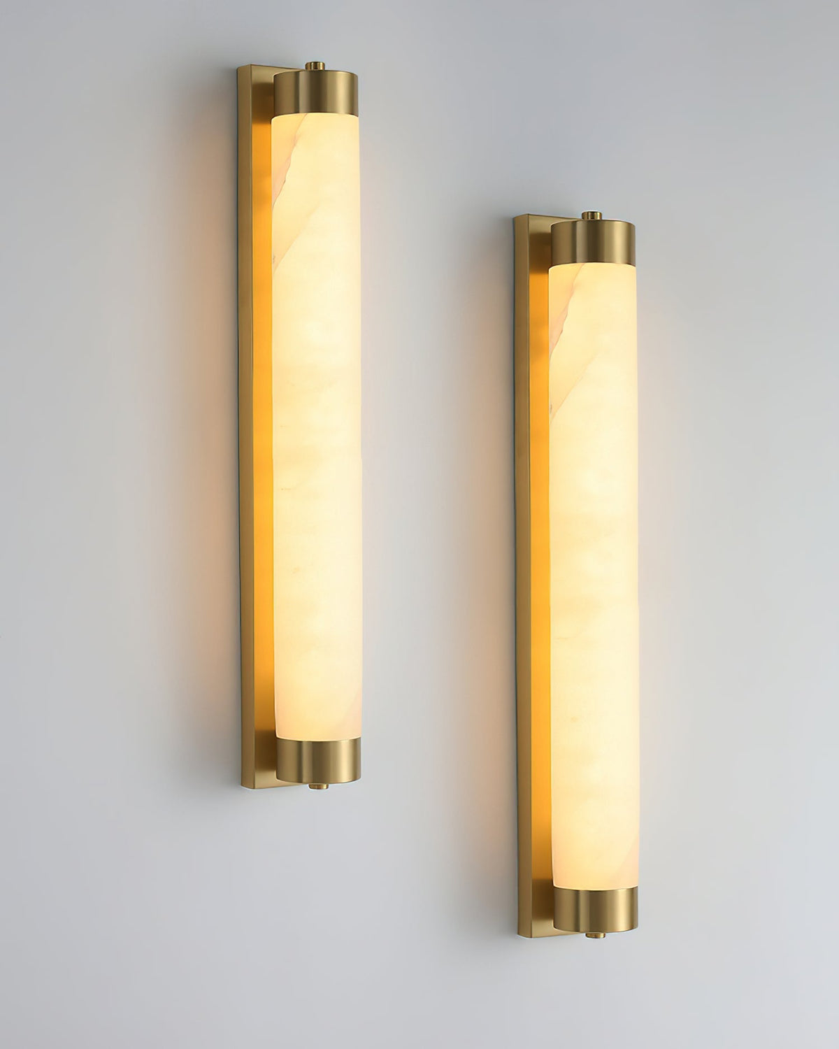 Detail of the connection between the alabaster and the brass fixture.
