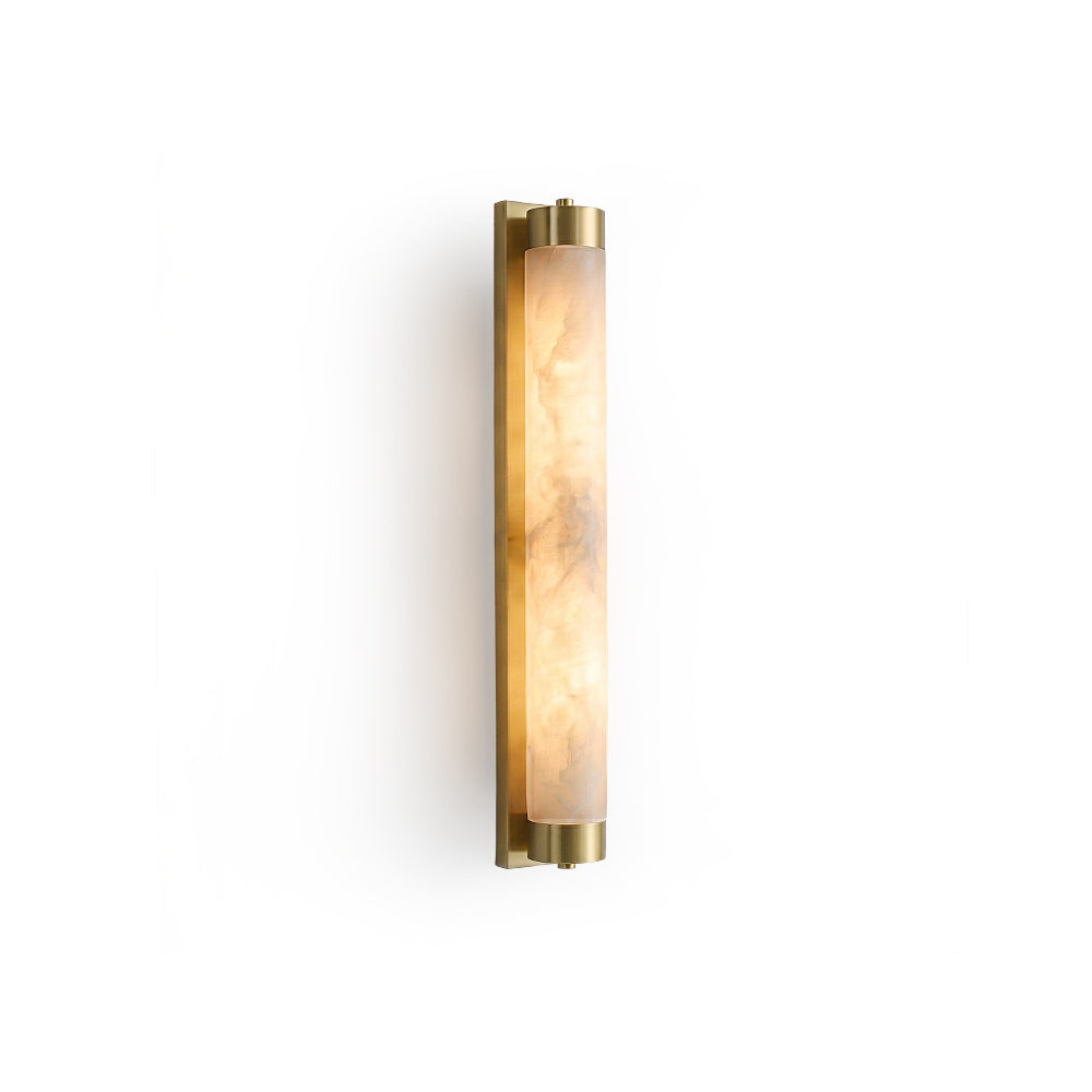 Langham Alabaster Wall Sconce in brass finish against a neutral wall.