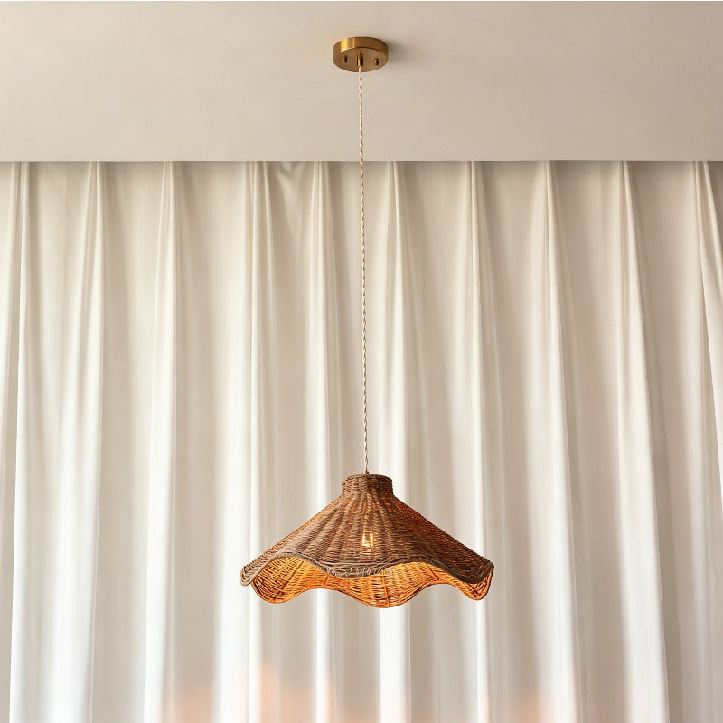 Wavelle Suspension en Rotin Sculptural