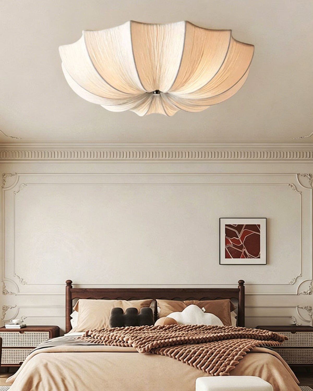 The Margot Flush Mount illuminating a stylish walk-in closet.