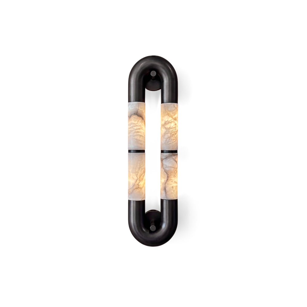 Front view of the Mirabelle Alabaster Wall Sconce in a white finish.