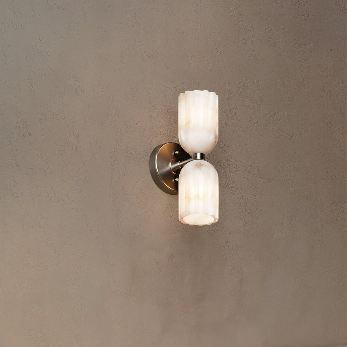 Side profile of the Piermont Alabaster Wall Sconce, showing its depth.