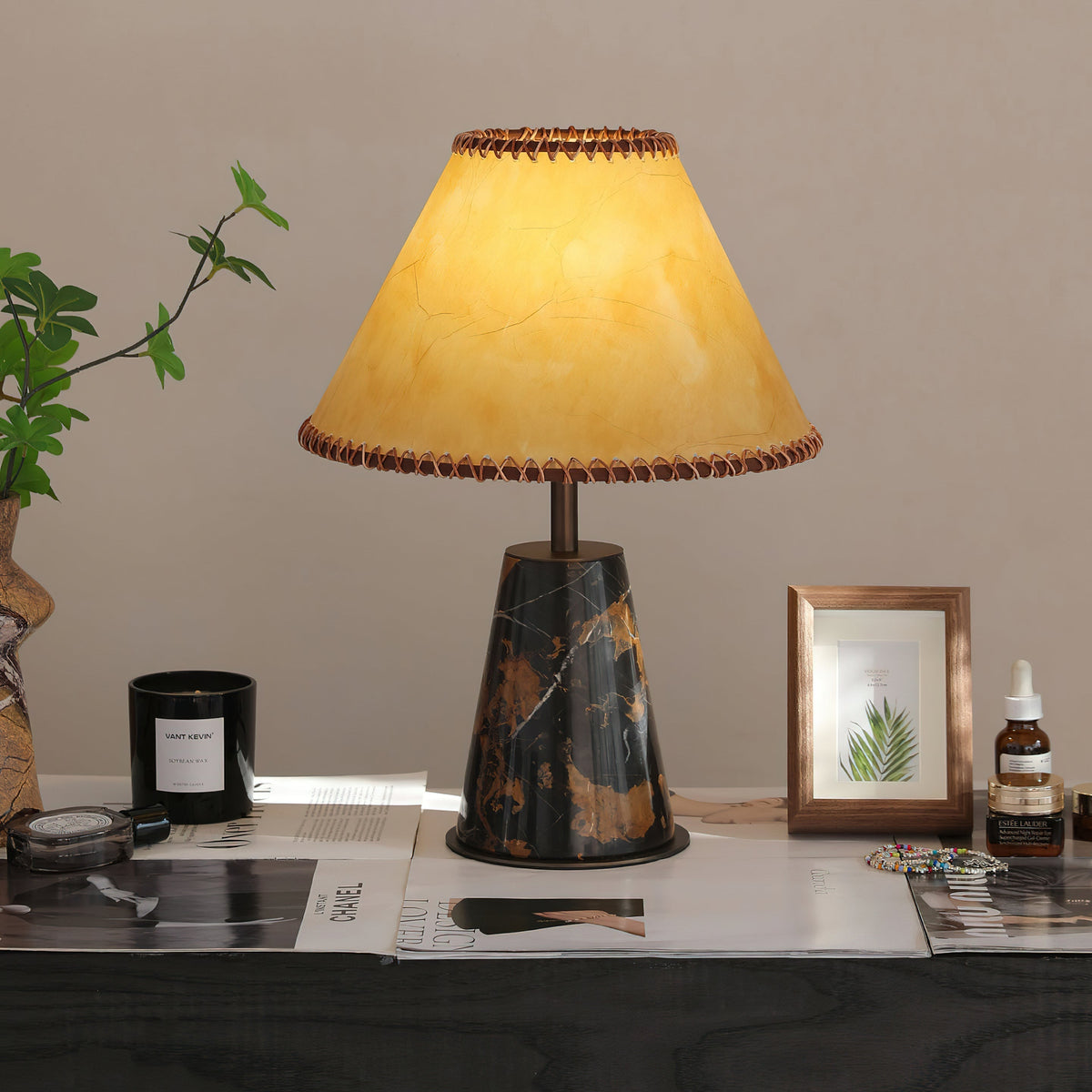 Sedona Table Lamp placed on an entryway console table.