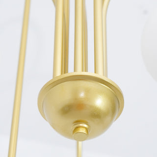 Lustra Lustre Laiton Bras Courbés Blanc Globe