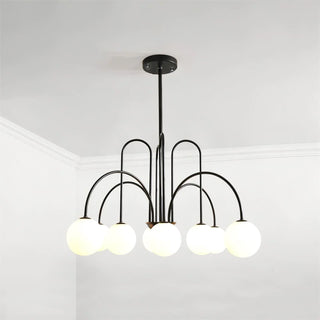 Lustra Lustre Laiton Bras Courbés Blanc Globe
