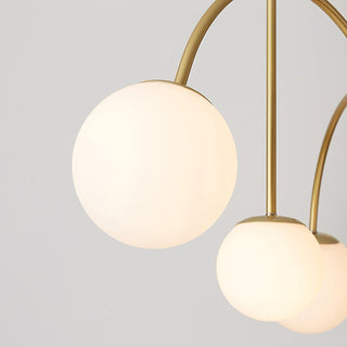 Lustra Lustre Laiton Bras Courbés Blanc Globe