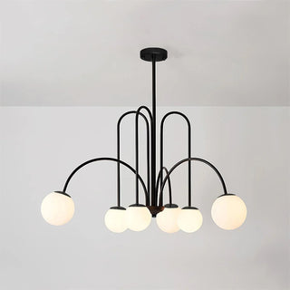 Lustra Lustre Laiton Bras Courbés Blanc Globe