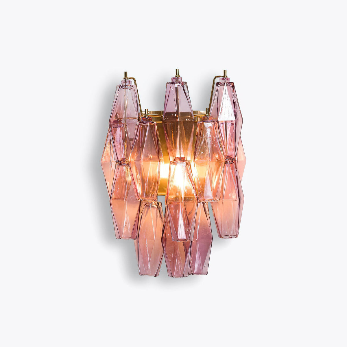 Delano Polyhedral Glass Sconce in Pink.