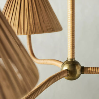 Delphine Lustre Métal Rattan Tissé Naturel Élégance