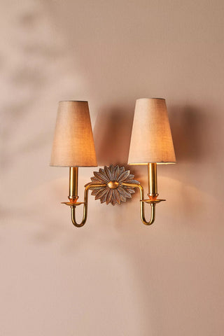Nimb Applique Murale Double en Tissu et Laiton Élégance Premium
