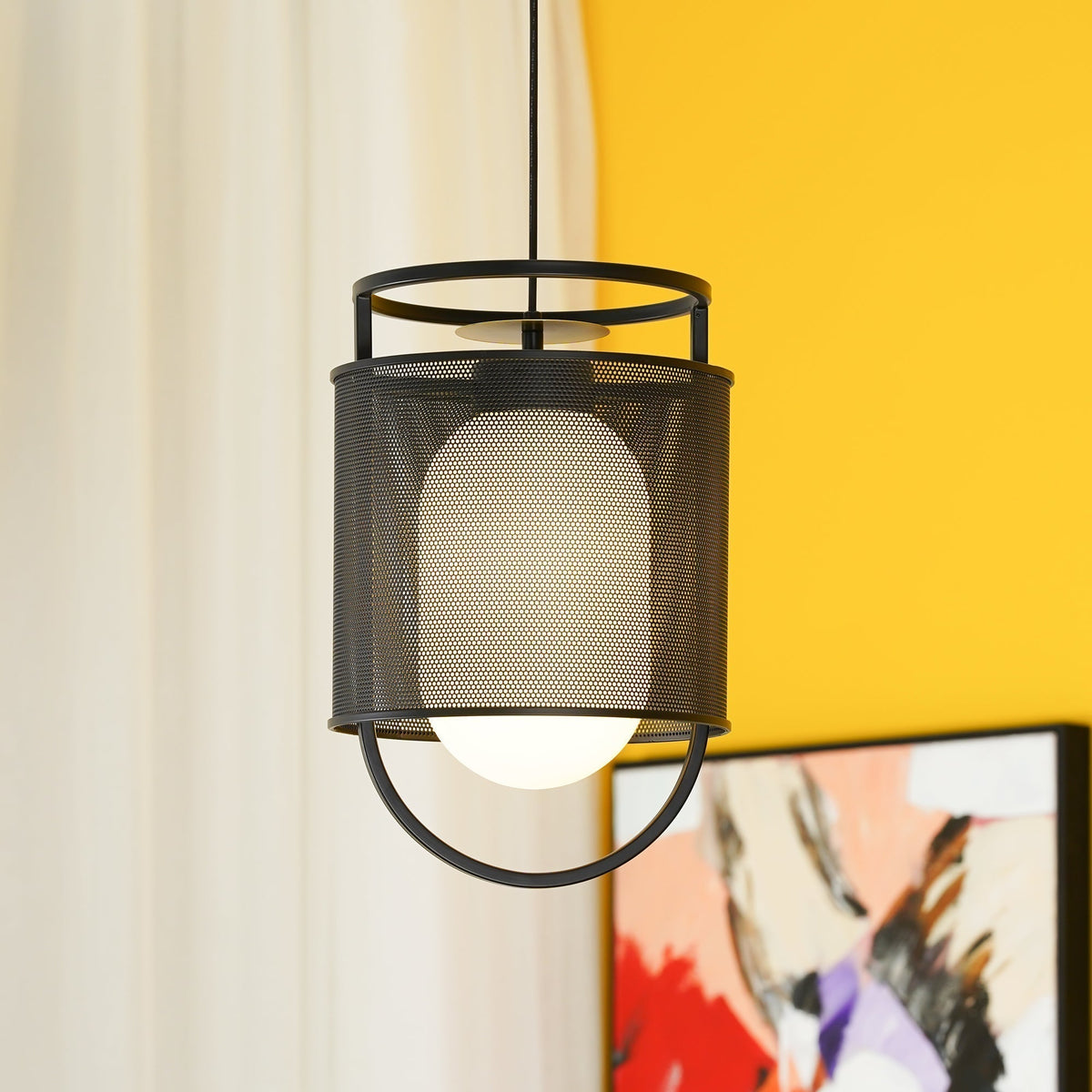 Cyreris Suspension Cylindre en Maille Accent en Laiton Industriel