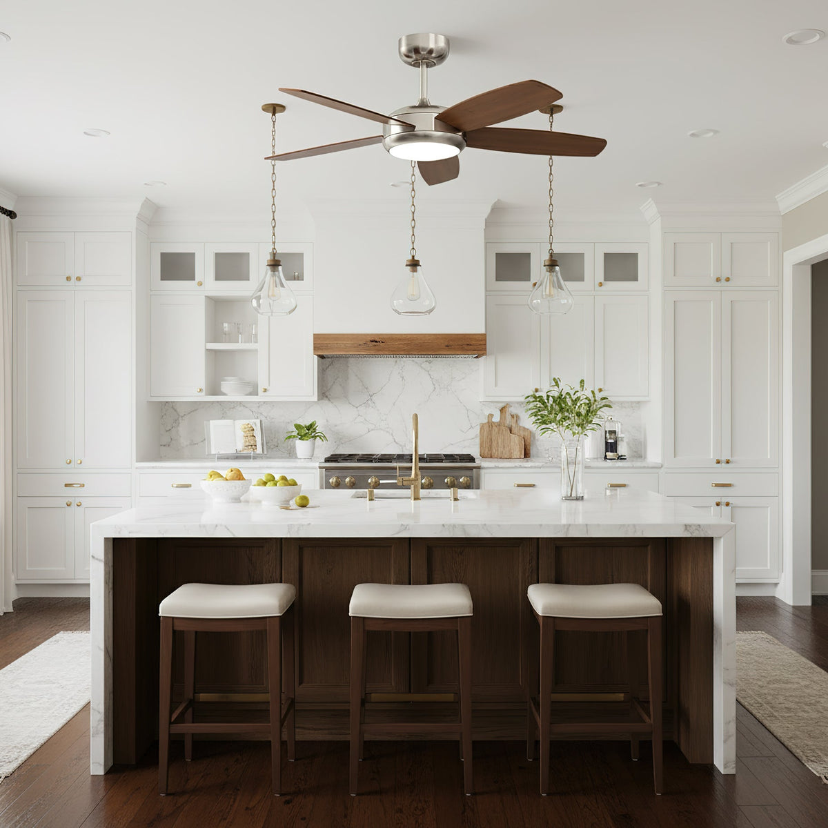 Destin Ceiling Fan Light shown in a modern living room.
