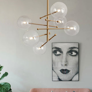 Valentina Lustre Multi Moderne, Métal/Verre, Noir/Doré, Salon
