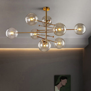 Valentina Lustre Multi Moderne, Métal/Verre, Noir/Doré, Salon