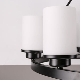 Silva Suspension Bague Rétro, Métal/Verre, Blanc/Noir, Salle à Manger/Salle de Séjour