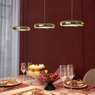 Arisha Suspension Ronde Moderne, Métal/Acrylique, Argent/Or/Rose Rouge, Salon