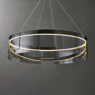 Arisha Suspension Anneau Moderne, Métal/Verre, Noir, Chambre à Coucher/Salon