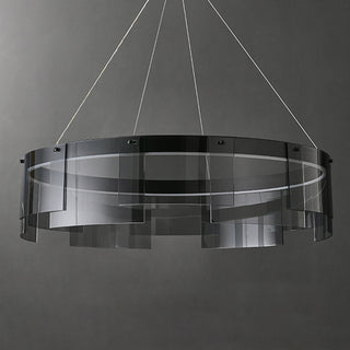 Arisha Suspension Anneau Moderne, Métal/Verre, Noir, Chambre à Coucher/Salon