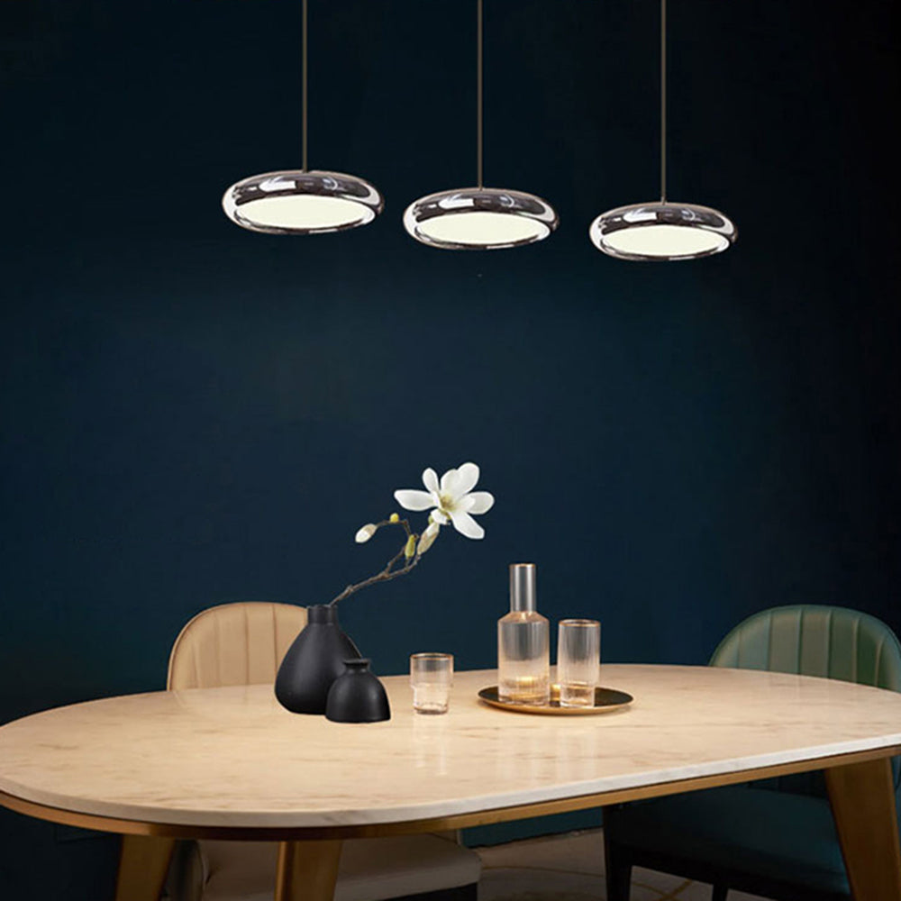 Arisha Suspension Ronde Moderne, Métal/Acrylique, Argent/Or/Rose Rouge, Salon