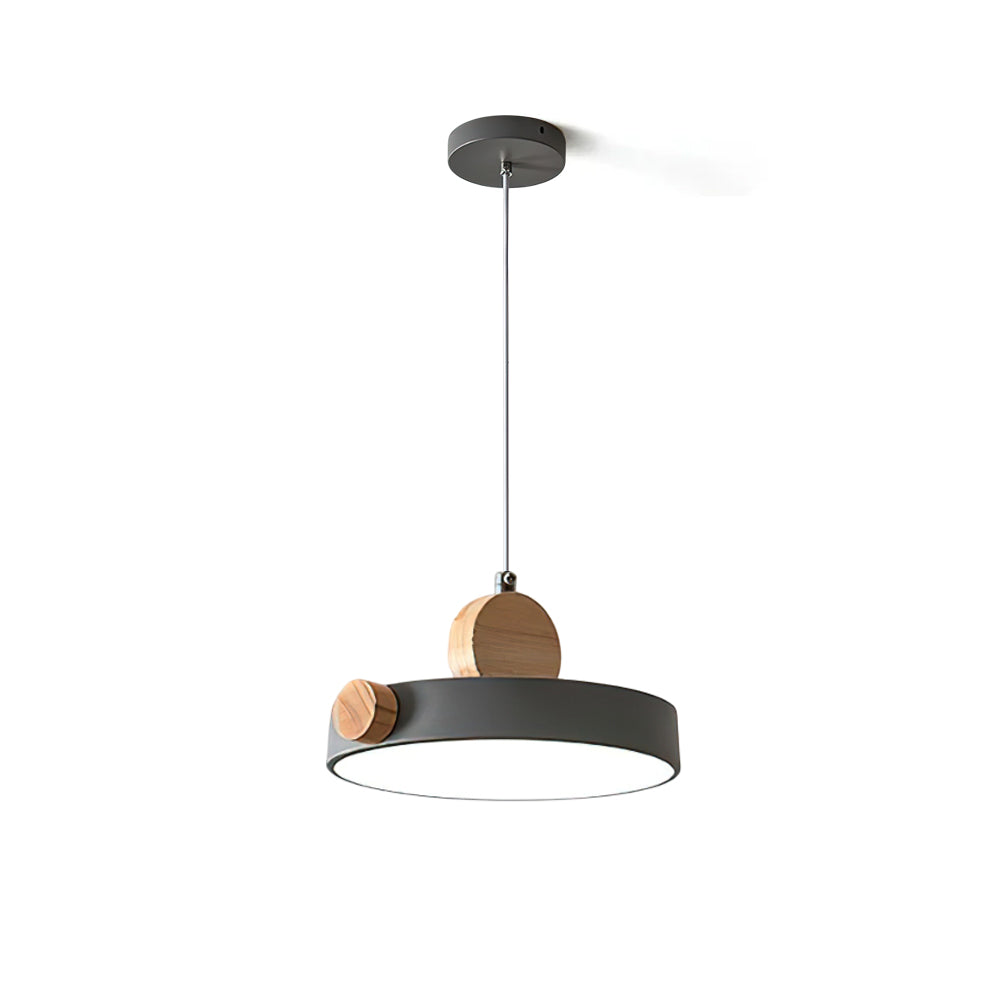 Detroit Pendant Light in white with wood accent.