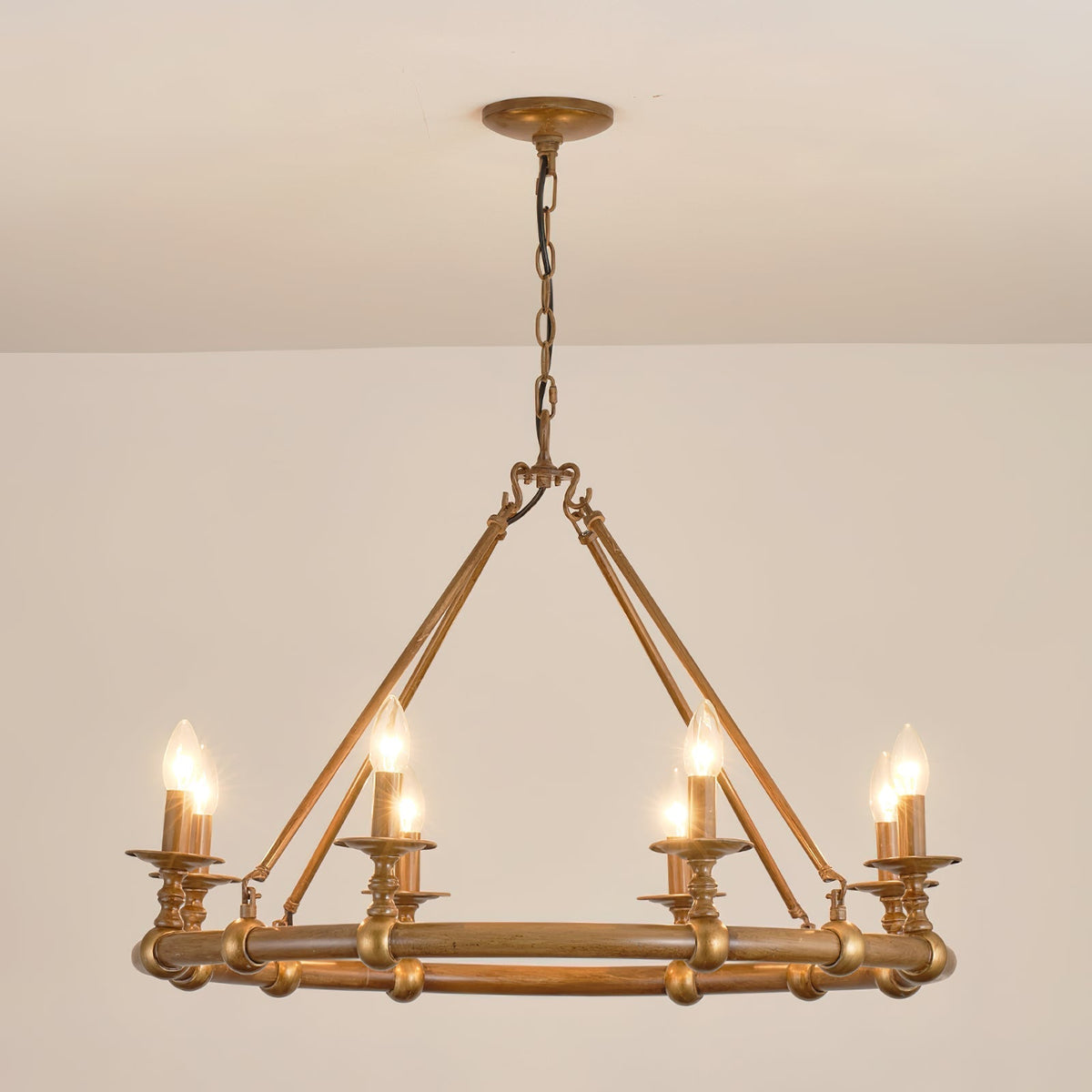 Unite Lustre Rond Industriel Vintage En Métal Doré
