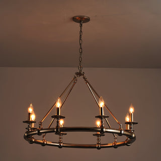 Unite Lustre Rond Industriel Vintage En Métal Doré