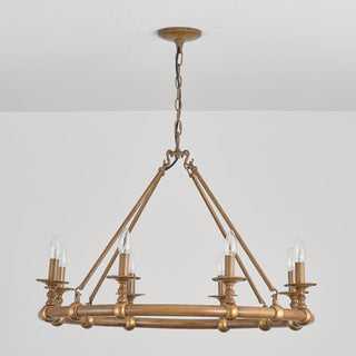 Unite Lustre Rond Industriel Vintage En Métal Doré