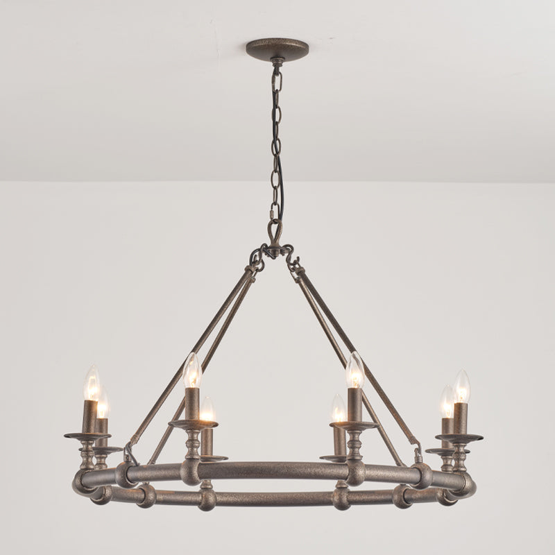 Unite Lustre Rond Industriel Vintage En Métal Doré