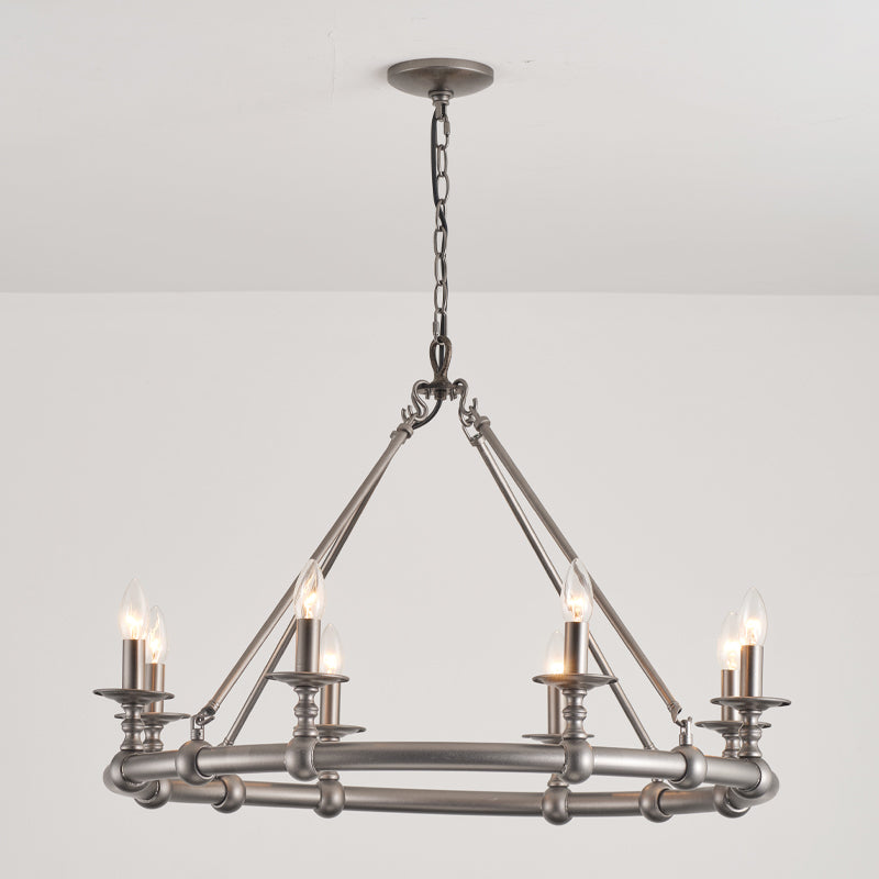 Unite Lustre Rond Industriel Vintage En Métal Doré