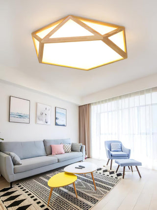 Solara Plafonnier en bois diamant géométrique moderne