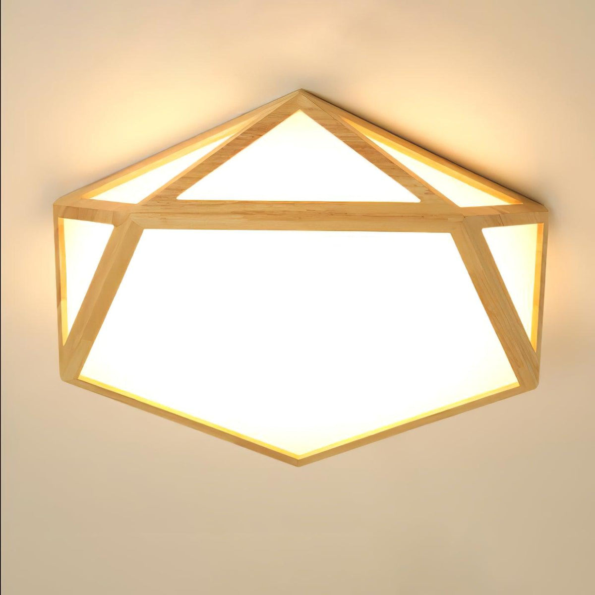 Kirelle Plafonnier en bois diamant géométrique moderne