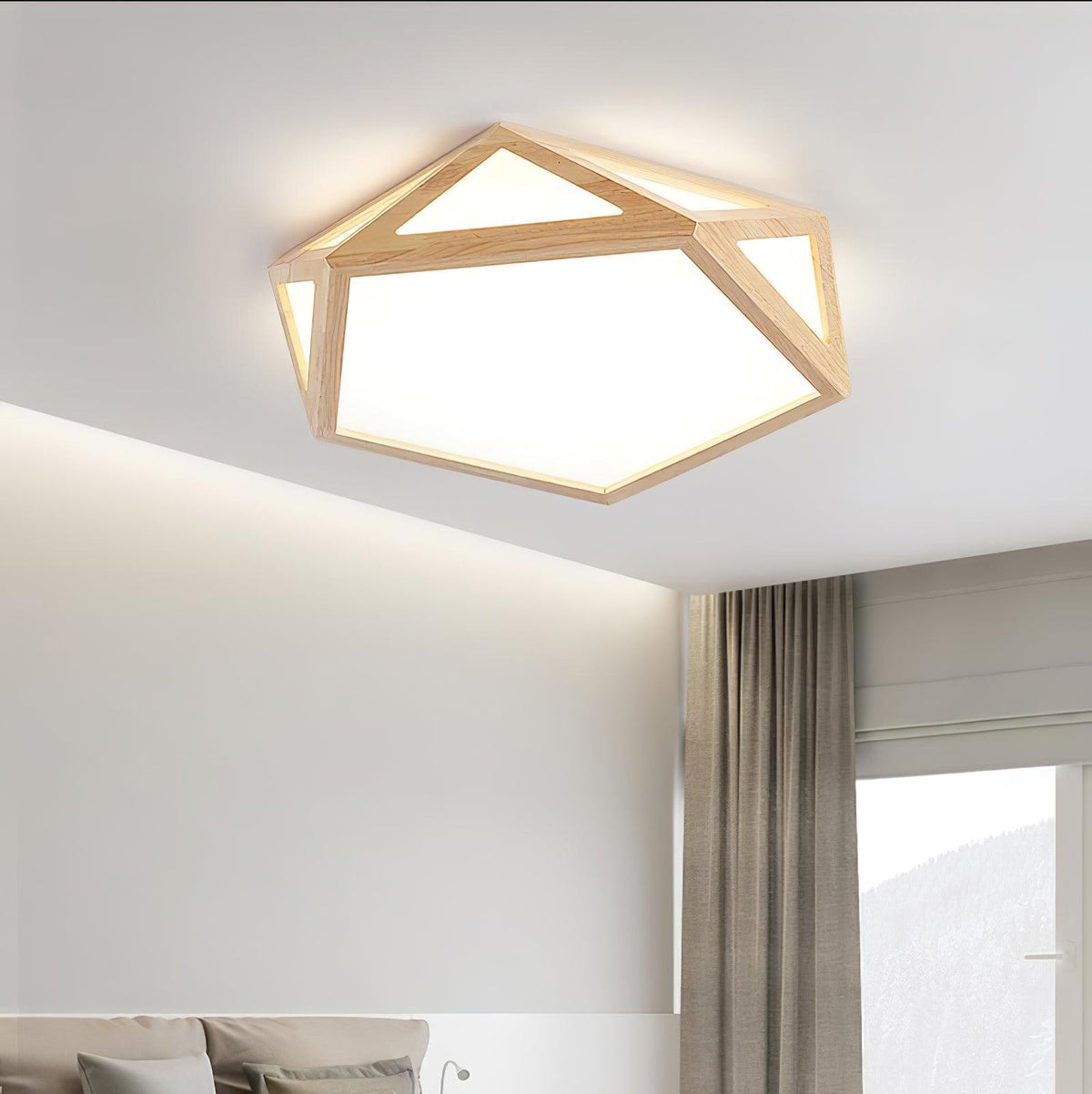 Kirelle Plafonnier en bois diamant géométrique moderne