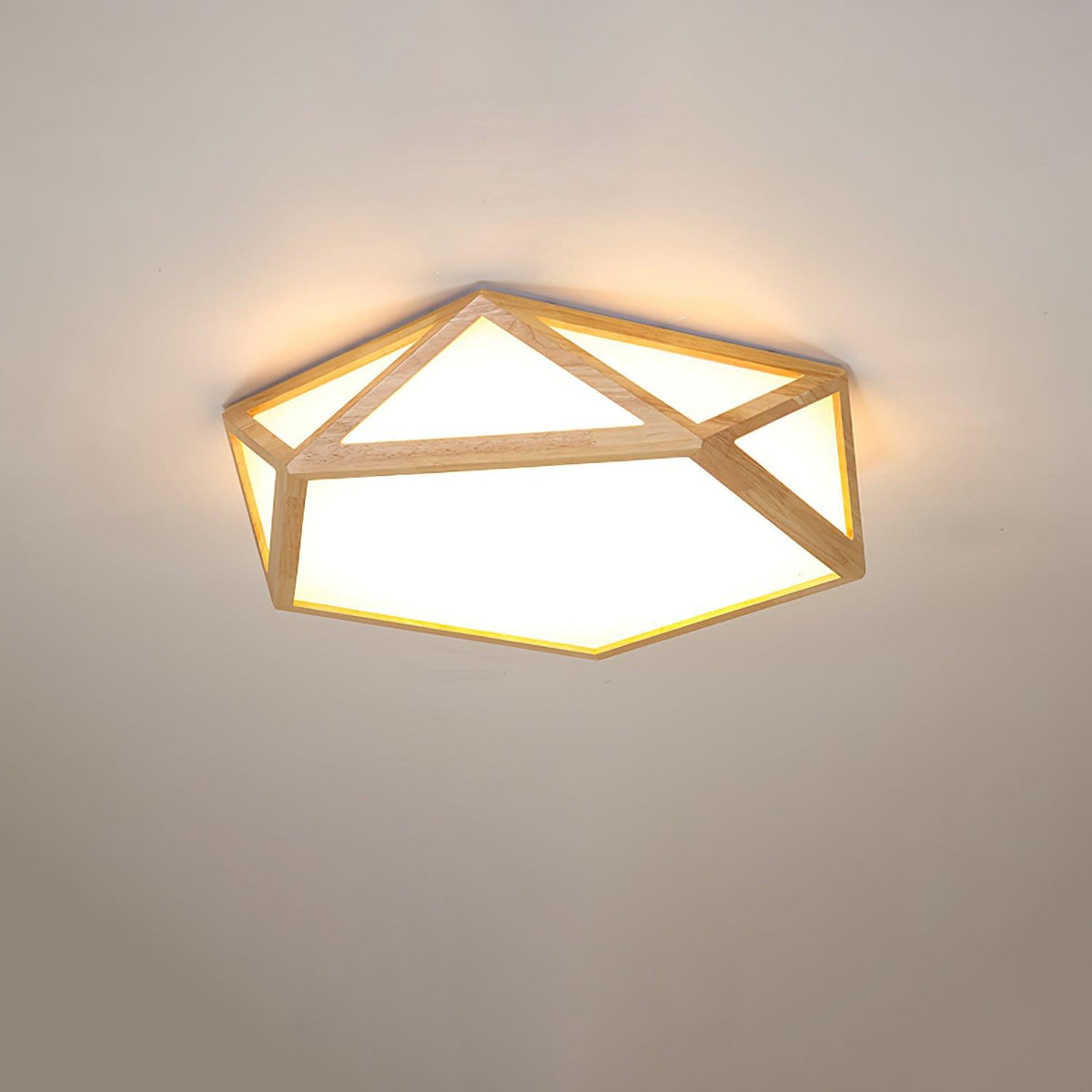 Kirelle Plafonnier en bois diamant géométrique moderne