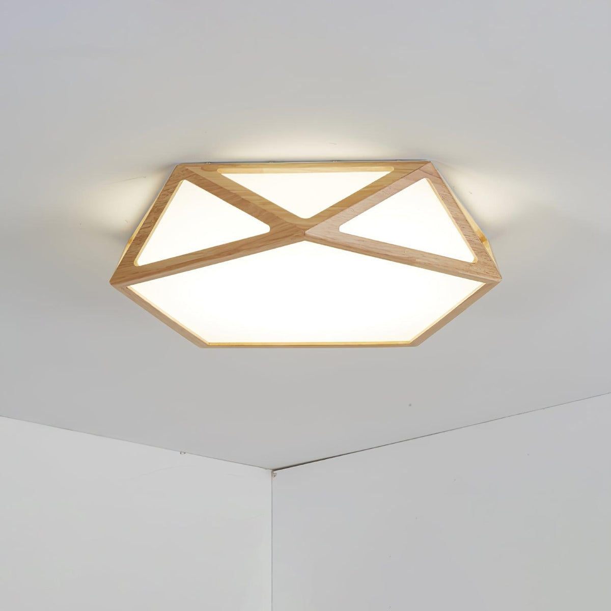 Kirelle Plafonnier en bois diamant géométrique moderne