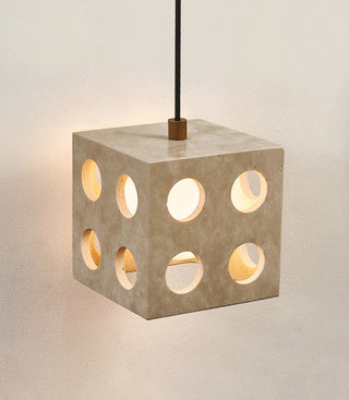 Dice Travertine Pendant Light-Neutral Decor