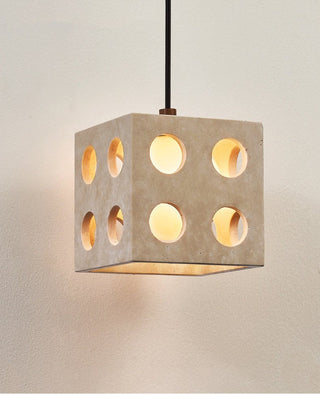 Dice Travertine Pendant Light-Neutral Decor