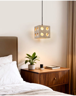 Dice Travertine Pendant Light-Neutral Decor