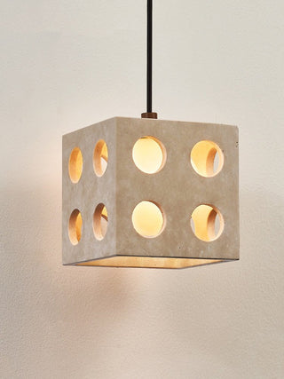 Dice Travertine Pendant Light-Neutral Decor