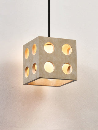 Dice Travertine Pendant Light-Neutral Decor