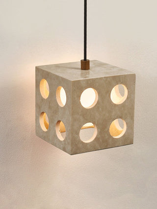 Dice Travertine Pendant Light-Neutral Decor