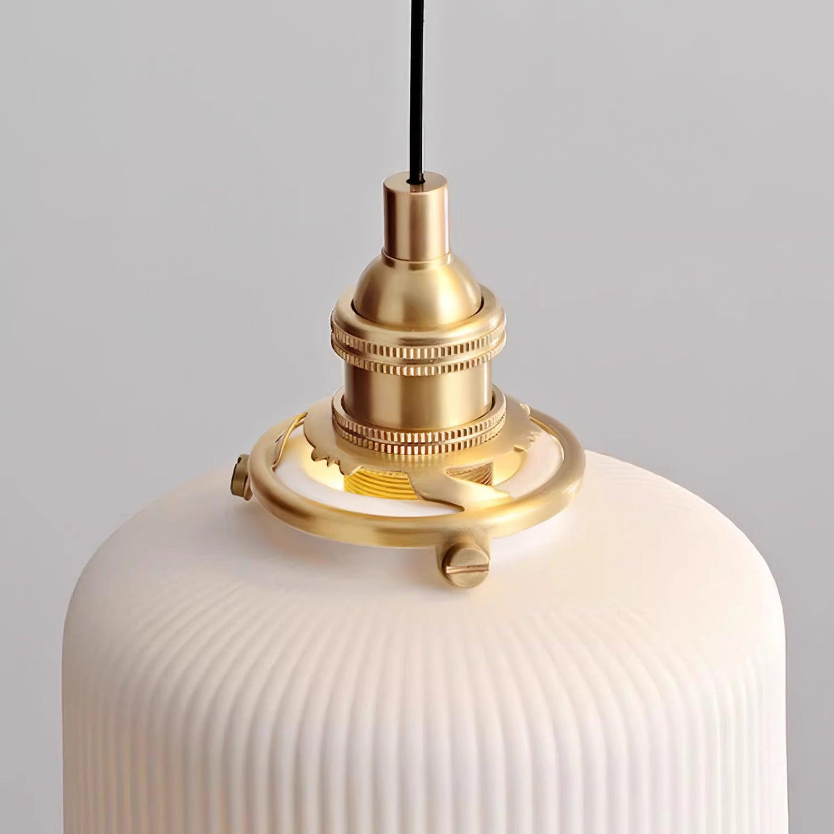 Pendant Lamp Ribbed Ceramic Shade-Neutral Decor