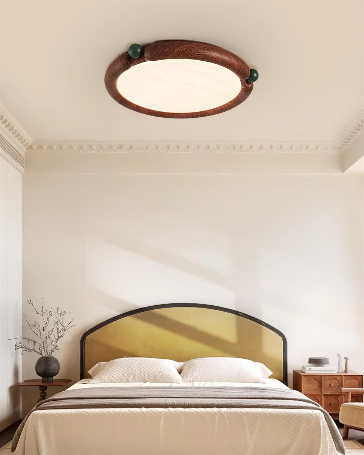Ceiling Light Round Panel Walnut A/B Model-Neutral Decor