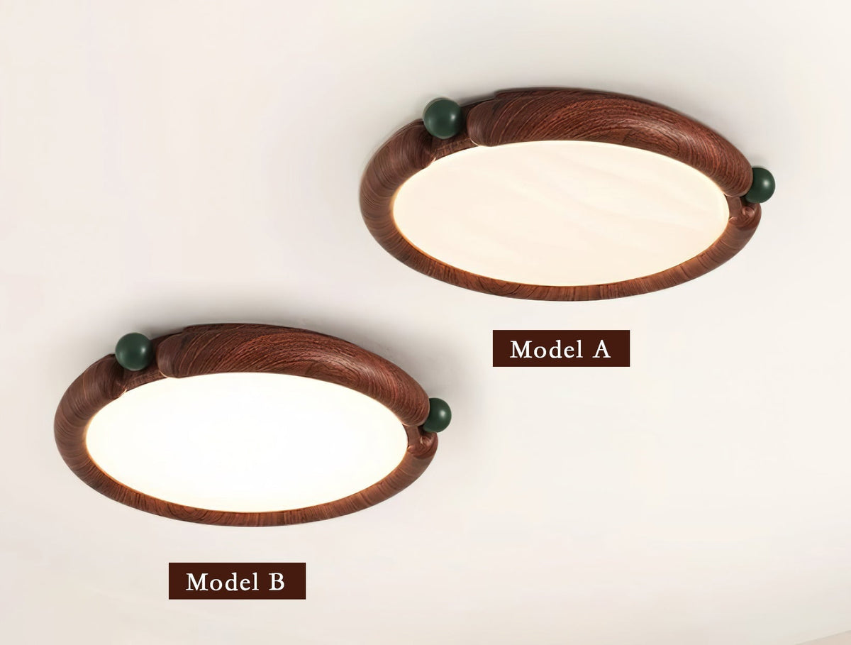 Ceiling Light Round Panel Walnut A/B Model-Neutral Decor